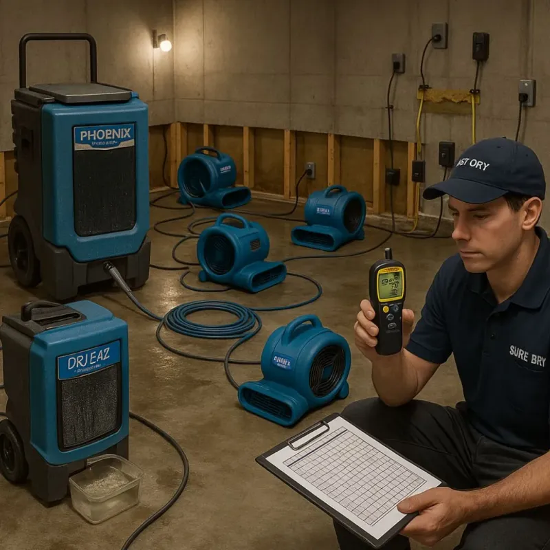 Structural Drying and Dehumidification process in Collegedale, TN